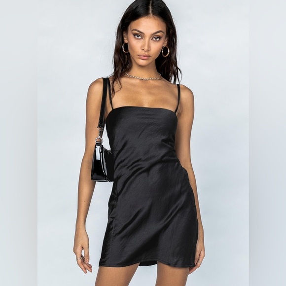Princess Polly MARINA MINI DRESS BLACK Cocktail Strappy Open Back Dress - Picture 3 of 14